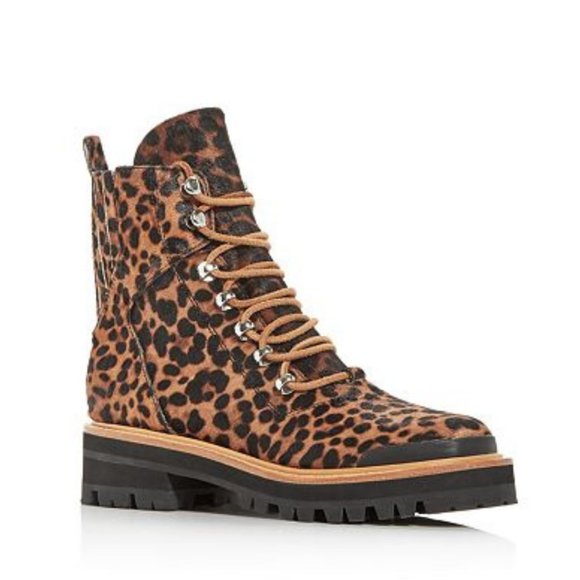 Marc Fisher Shoes - Marc Fisher Izziely Leopard-Print Calf Hair Combat Boots